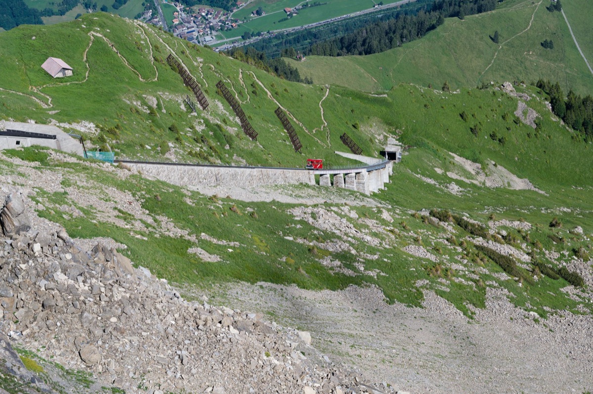 Alpine train station with Swiss Pass and half-price card next to each other
