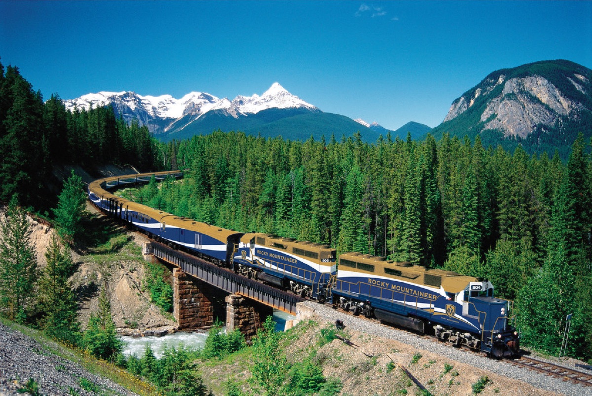 Alpine railway track with snow